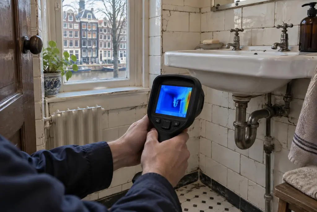 Lekdetectie Oosterhout – badkamer met oude leidingen achter de tegels