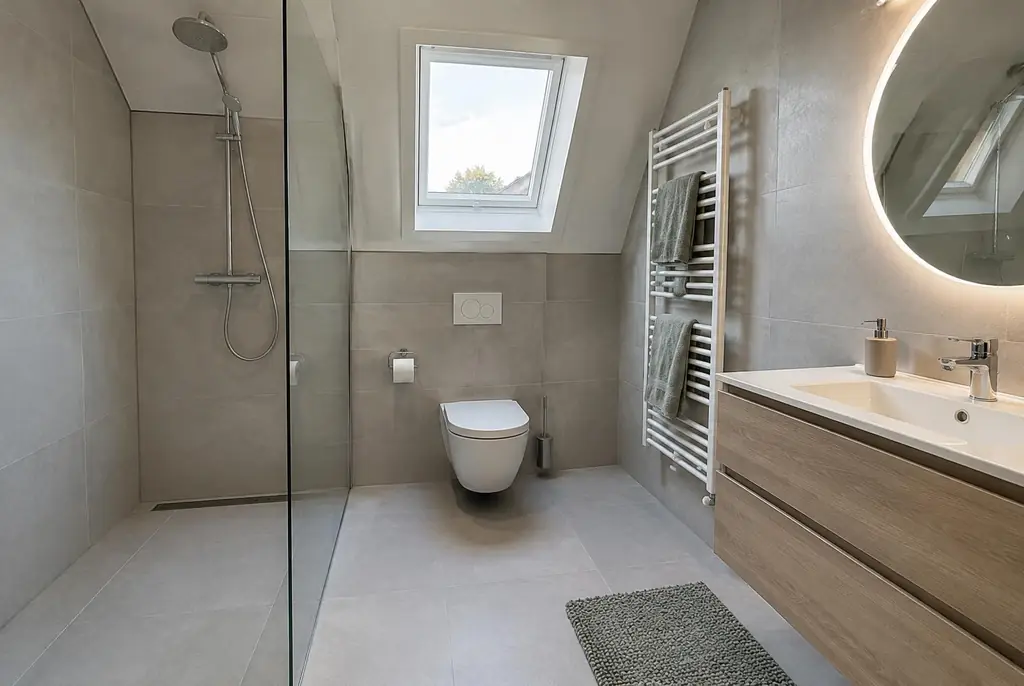 Lekdetectie Oosterhout – droge badkamer met inloopdouche na herstel