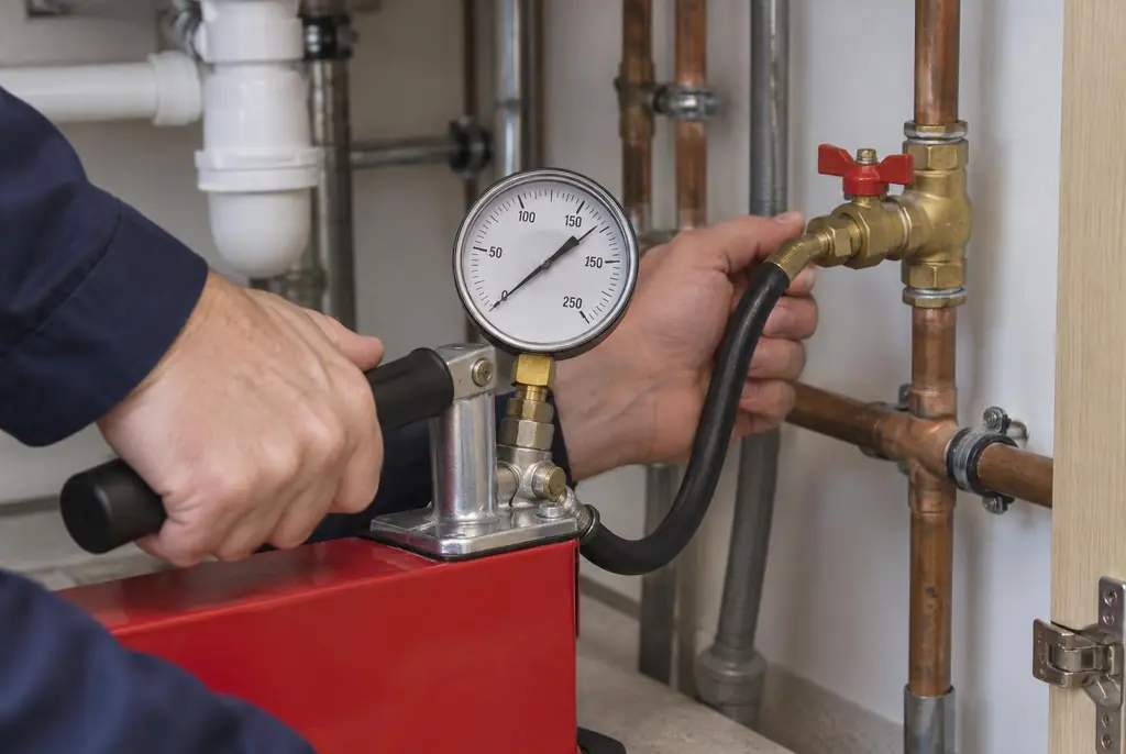 Lekdetectie Oosterhout – druktest op een waterleiding met een manometer