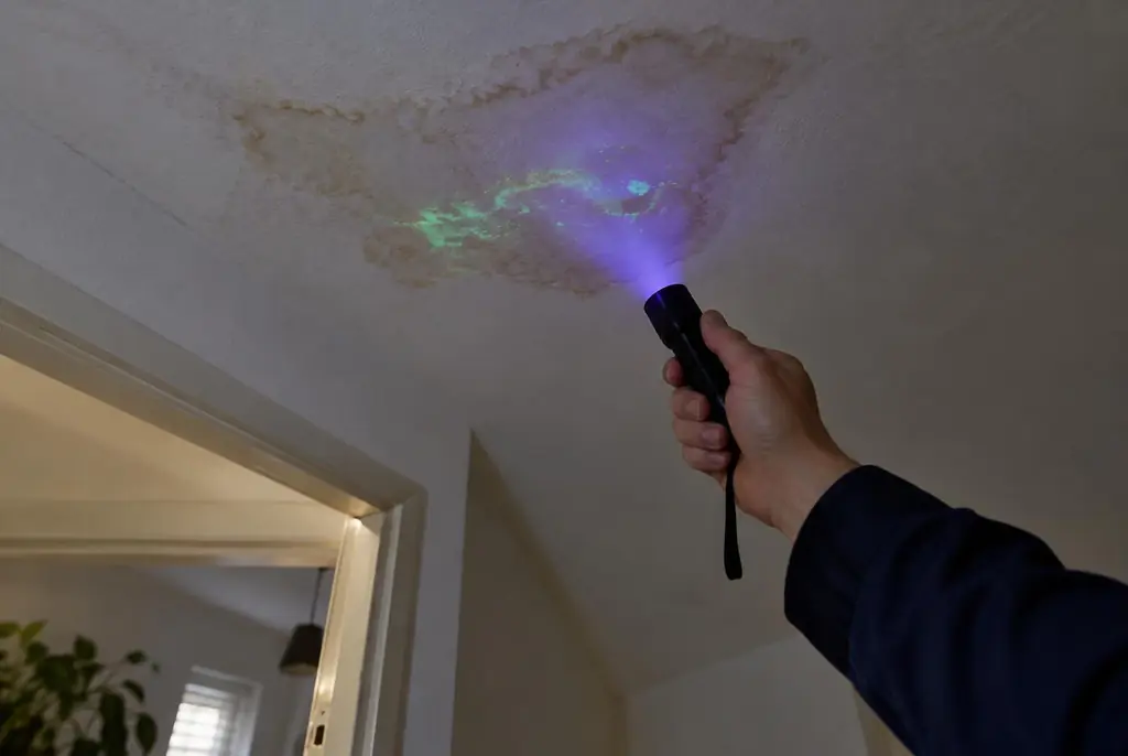Lekdetectie Oosterhout – kleurstof controleren op het plafond met uv-licht