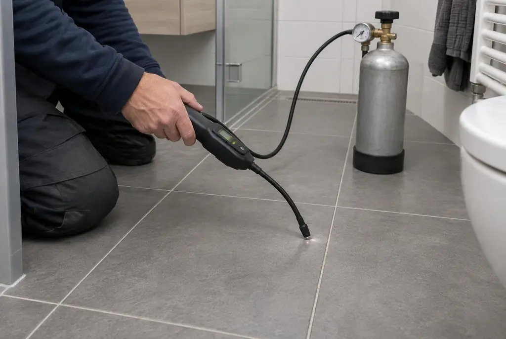 Lekdetectie Oosterhout – technicus spoort met tracergas een lekkage op in de vloer